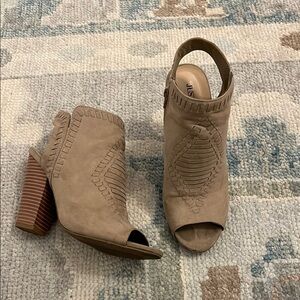 JustFab Women's Tan Peep-Toe Booties